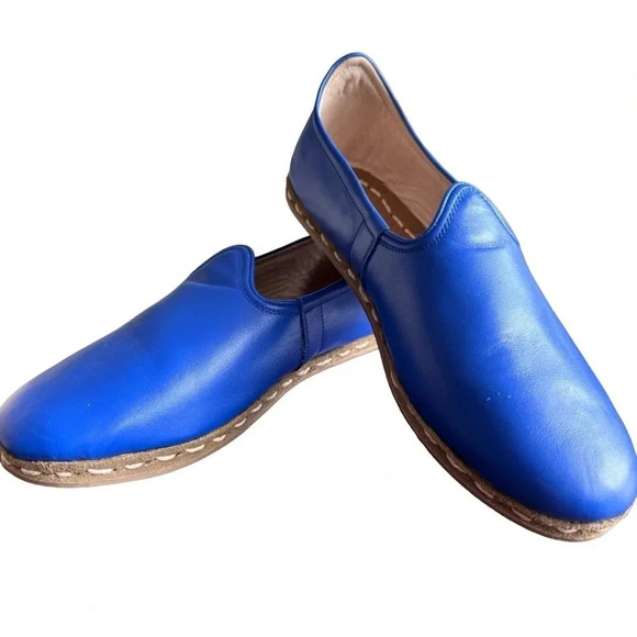 Atlantis Handmade Turkish Slip On Leather Flats In Royal Blue Womens size 7 - Picture 7 of 11